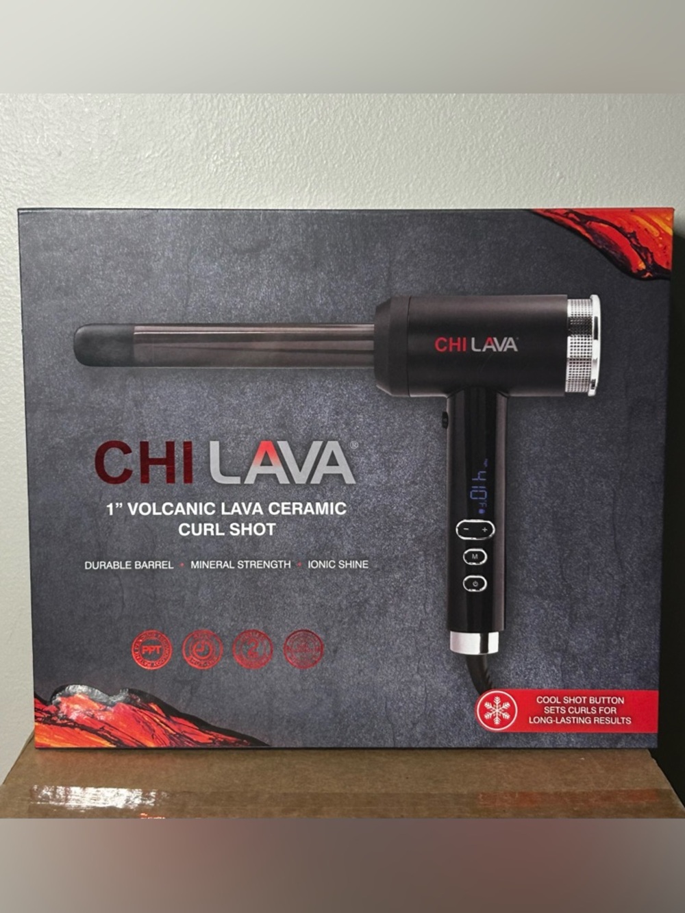 New! Never used - CHI Lava Volcanic Ceramic Curl Shot - Black with Red Accents